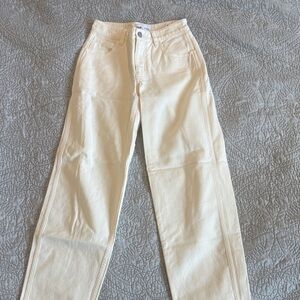 Aritzia Cream Straight Leg Jeans